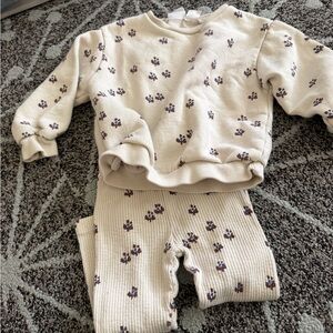 Zara Cream and Purple Kids Pajama Set